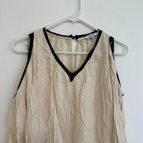 RO&DE ANTHROPOLOGIE Lace Trim Cold Shoulder Blouse Cream Ivory Black 3/4 Sleeve - Picture 4 of 14